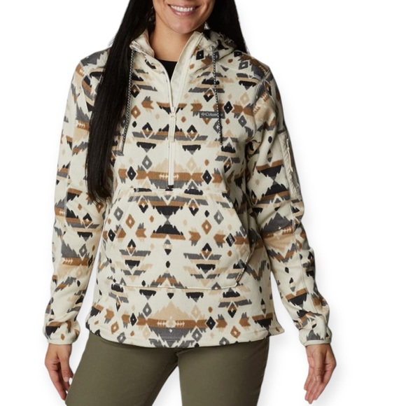 Columbia Sweater Weather Pullover Hoodie Chalk Rocky Mountain Print size Large - Picture 4 of 11